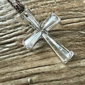 Waterford Crystal Cross Pendant Necklace w/925 Sterling Silver Chain
